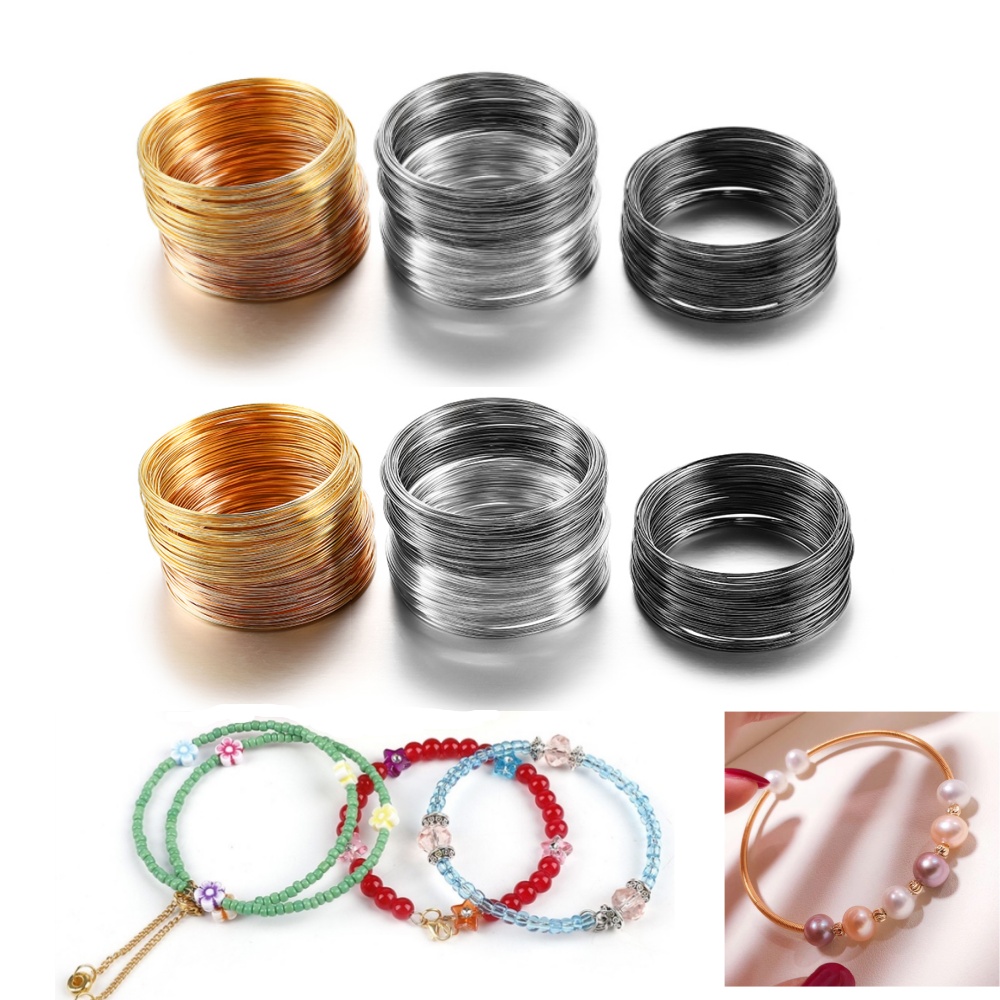 Memory Wire Bracelet - 100 pętli/partia 0,6 mm Srebrny Złoty