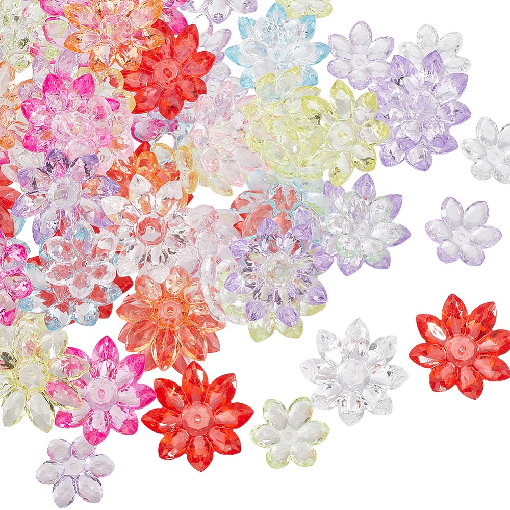 Bead Cap Flower - 80 szt. 2 rodzaje przezroczystych akrylowych