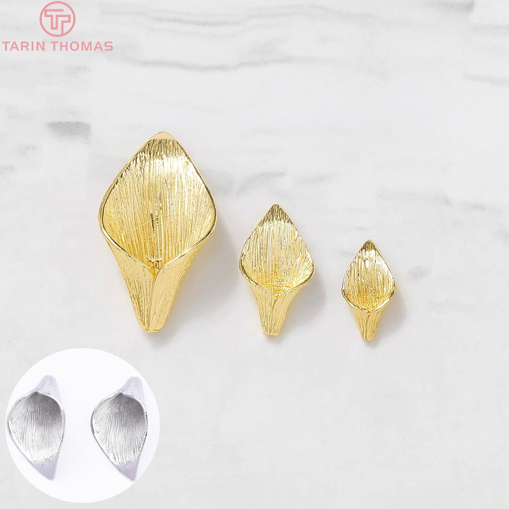 Bead Cap Flower - (3603)6PCS 8x14MM 10x19MM 24K pozłacany mosiądz