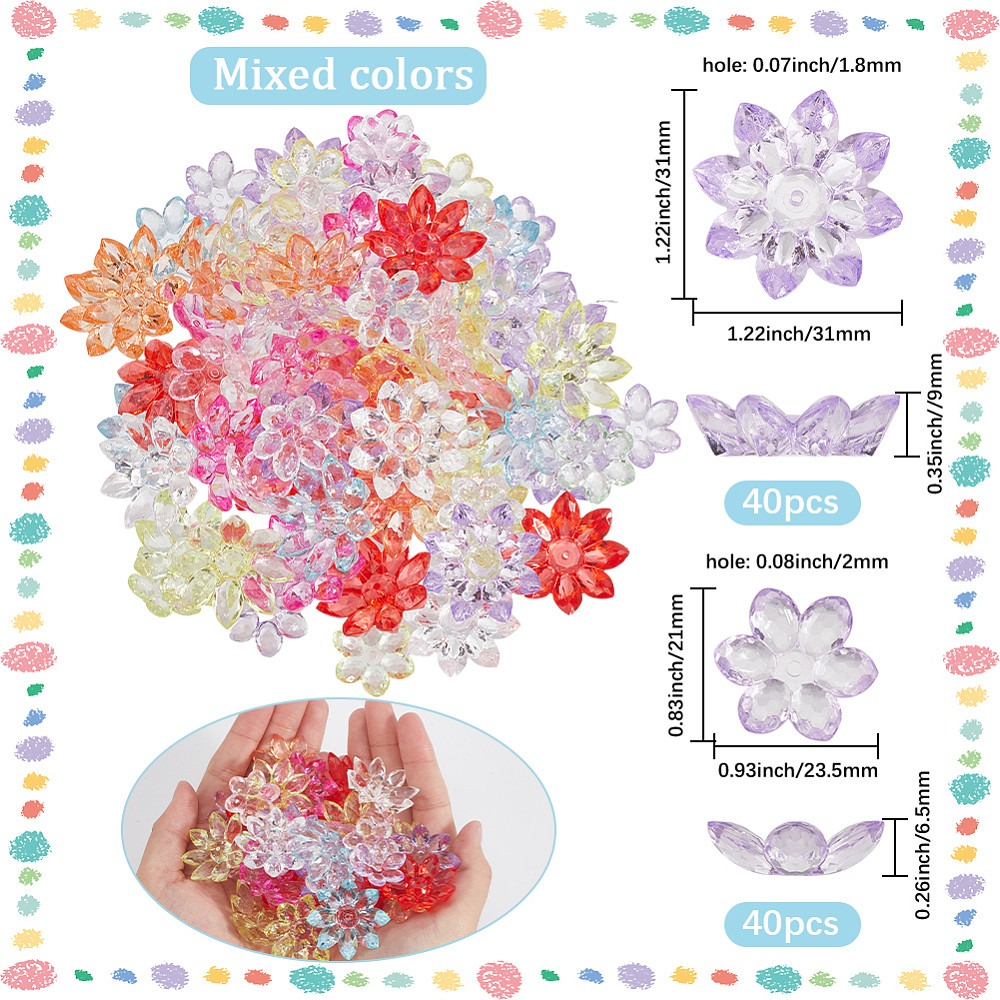 80 szt. 2 rodzaje przezroczyst – Bead Cap Flower recenzja i cena